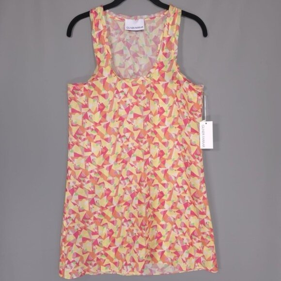 NWT GILNER FARRAR Women's Long Tunic Tank Top Floral Abstract No Size Tag SMALL - Picture 1 of 8